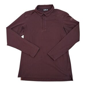 Arcteryx Men's CAPTIVE Burgundy Long sleeve Polo Shirt.